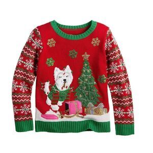 33 Degrees long sleeve crewneck Dog with Treats Christmas sweater.